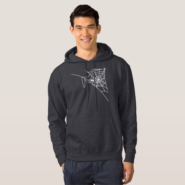 white cobweb and spider, halloween hoodie (Front Full)