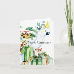 White Cockatoo Presents Merry Christmas Holiday Card