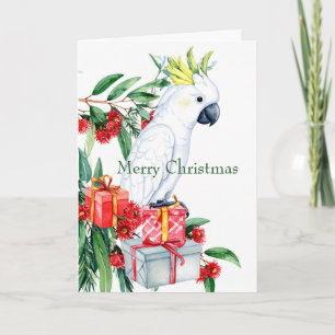 White Cockatoo Presents Merry Christmas Holiday Card