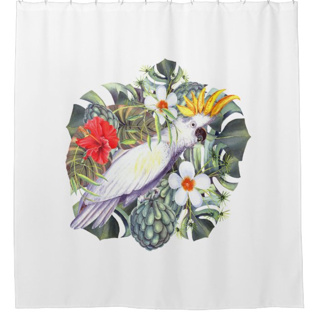 White Cockatoo Shower Curtain (Front)