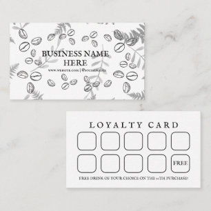 White Coffee Beans Café Coffee Shop  Loyalty Card