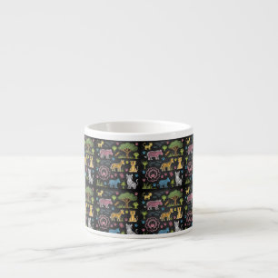 White coffee mug with a vibrant, colourful