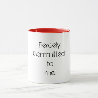 WHITE COFFEE MUG WITH BLACK LETTERING & RED INSIDE