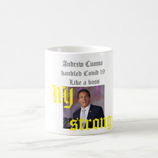 white coffee mug with pic of Andrew Cuomo