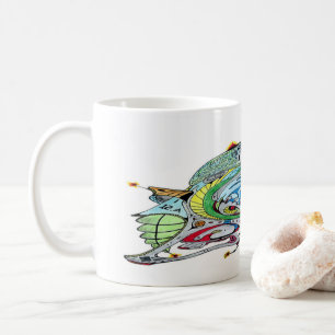 White Coffee Mug With Spaceship Art 1 A.1