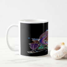 White Coffee Mug With Spaceship Art 1 C.1