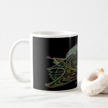 White Coffee Mug With Spaceship Art 1 E.1