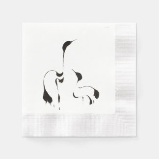 White Coined Cocktail Paper Napkins "Cranes"