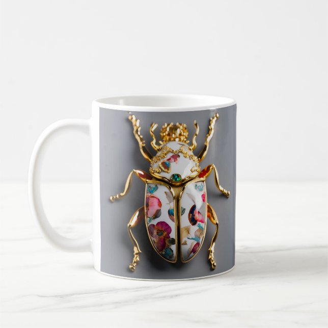 WHITE-COLOR CUP WITH SCARABOR IMPRESSION (Left)