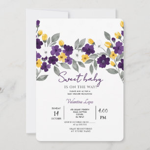 White Colorful Flower Baby Shower Invitation