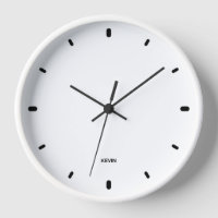 White colour clock face with black hours & numbers