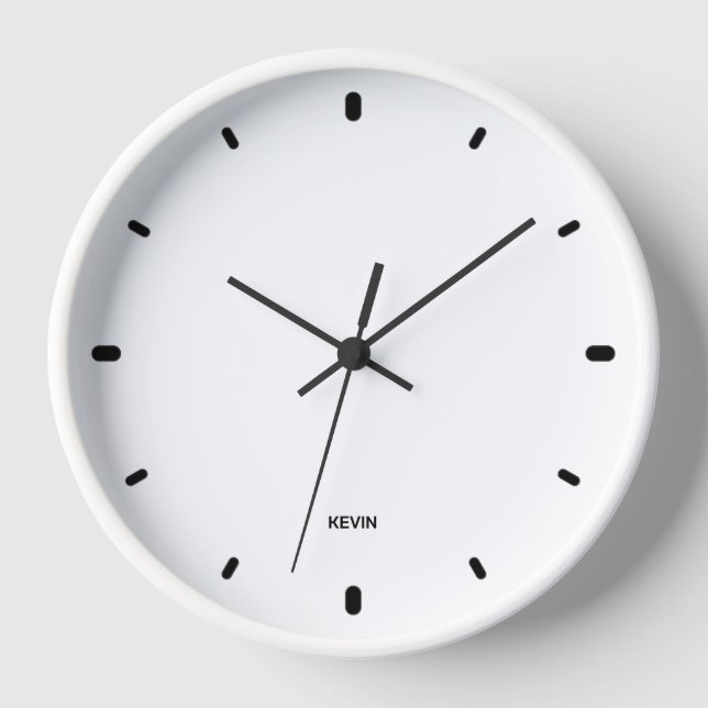 White colour clock face with black hours & numbers (Front)