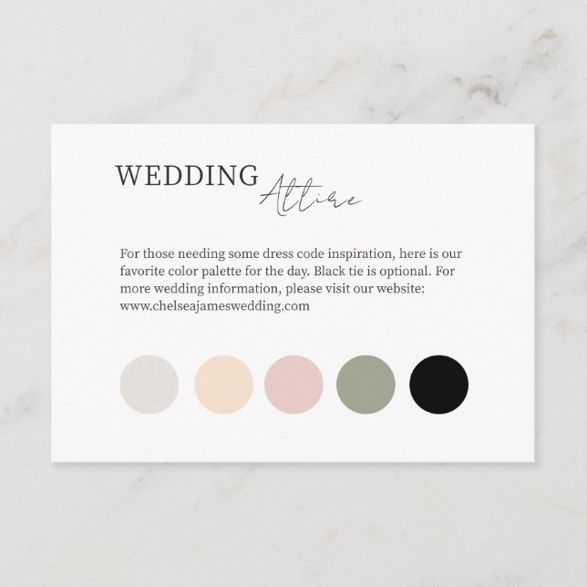 White | Colour Dot Wedding Dress Attire  Enclosure Card (Front)