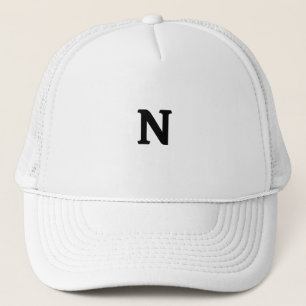 White colour N Letter Custom Monogram Trucker Hat