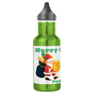 White Colour Reusable Christmas Wishes Printed 24o 532 Ml Water Bottle