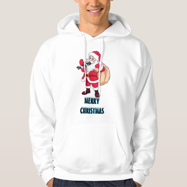 White colour Santaclose Christmas sweatshirt hoodi (Front)