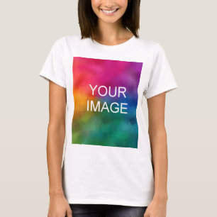 White Colour Template Custom Add Photo Image Logo T-Shirt