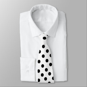 White Colour With Black Dots Tie