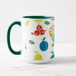 White Colourful Fruits Monogram Birthday Mug
