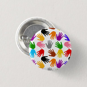 White Colourful Handprint Pattern Design 3 Cm Round Badge