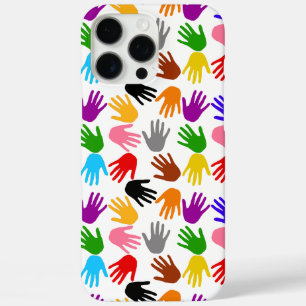 White Colourful Handprint Pattern Design iPhone 16 Pro Max Case