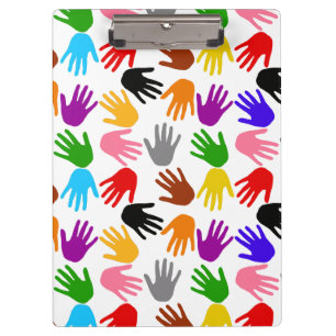 White Colourful Handprint Pattern Design Clipboard
