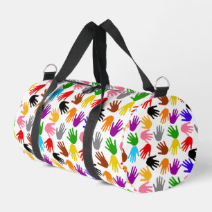 White Colourful Handprint Pattern Design  Duffle Bag