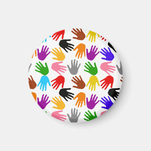 White Colourful Handprint Pattern Design Magnet