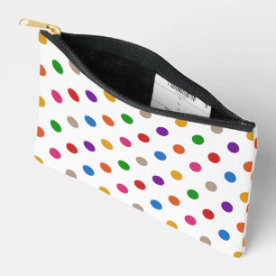 White Colourful Rainbow Polka Dots Design  Accessory Pouch