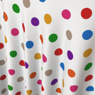 White Colourful Rainbow Polka Dots Design Fabric