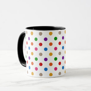White Colourful Rainbow Polka Dots Design Mug