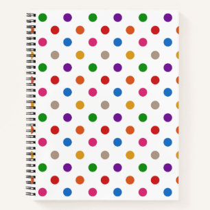 White Colourful Rainbow Polka Dots Design Notebook