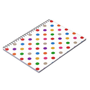 White Colourful Rainbow Polka Dots Design Notebook