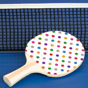 White Colourful Rainbow Polka Dots Design Ping Pong Paddle