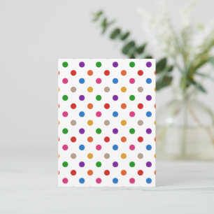 White Colourful Rainbow Polka Dots Design  Postcard