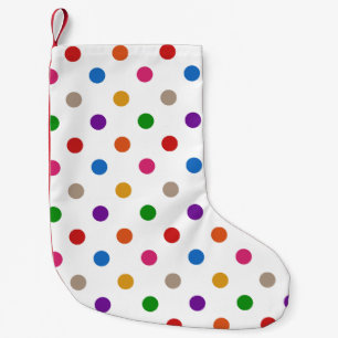 White Colourful Rainbow Polka Dots Design Small Christmas Stocking