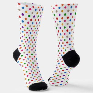 White Colourful Rainbow Polka Dots Design Socks