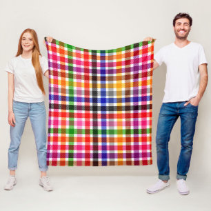 White Colourful Twill Plaid Tartan Design Fleece Blanket