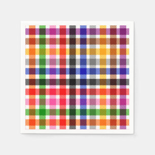 White Colourful Twill Plaid Tartan Design Napkin