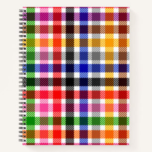 White Colourful Twill Plaid Tartan Design Notebook