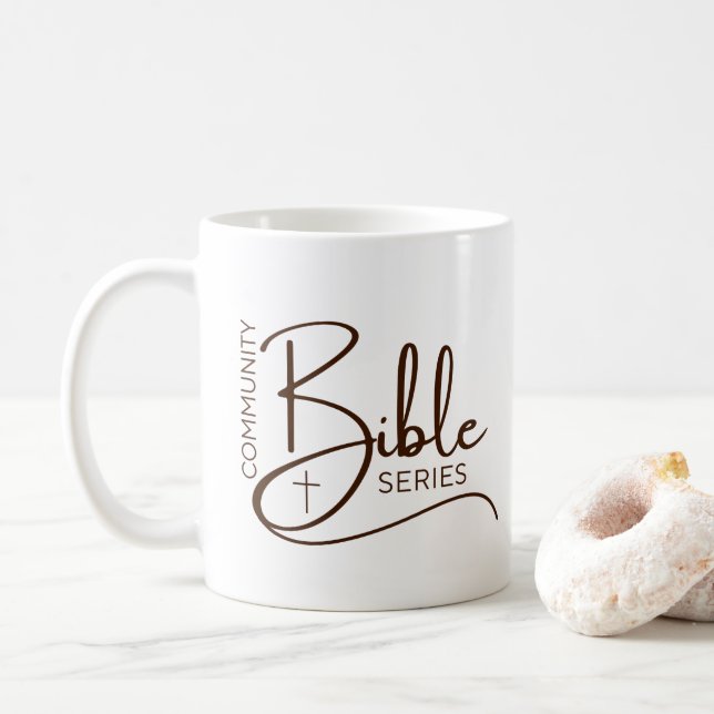 White Community Bible Series Mug (With Donut)