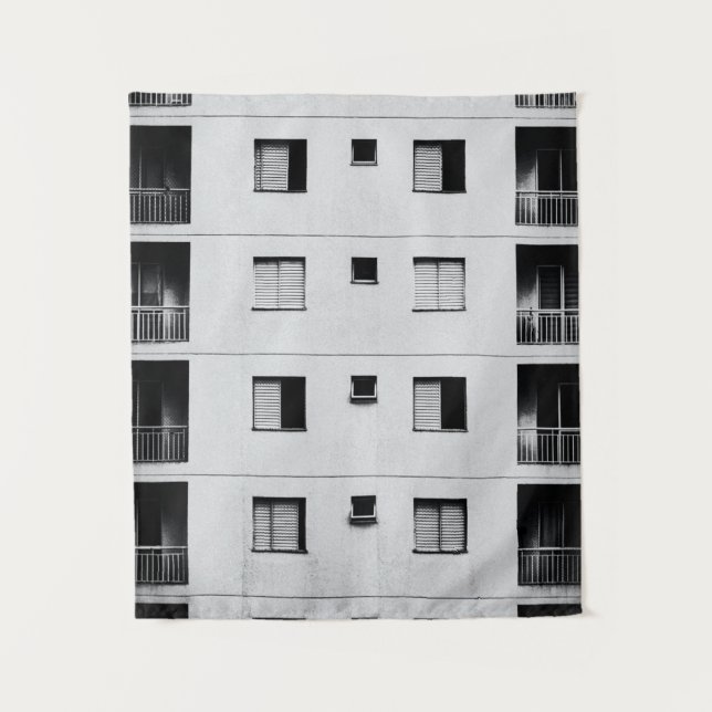 White concrete building tapestry (Front)