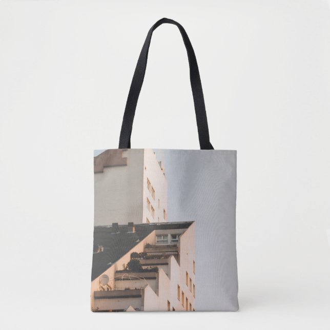 WHITE CONCRETE BUILDING TOTE BAG (Front)