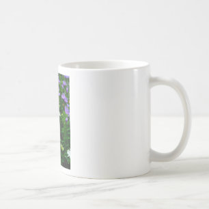 White Cone flower, purple flowers and moth Coffee Mug