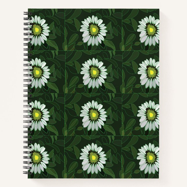 White Coneflower Floral  Notebook (Front)