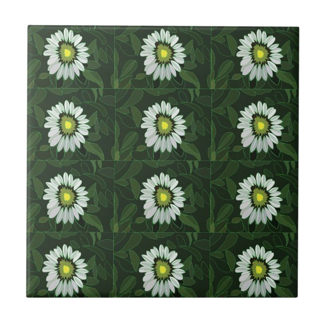 White Coneflower Floral  Tile (Front)