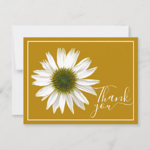 White Coneflower Mustard Background Thank You Postcard