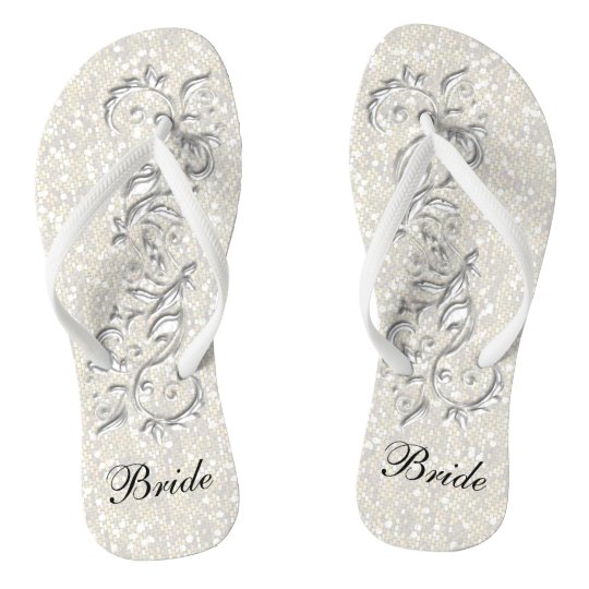 white glitter flip flops