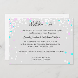 White confetti Muslim wedding Invitation