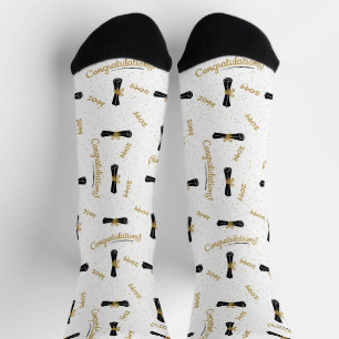 White Congratulations Diploma Class Year Grad Socks
